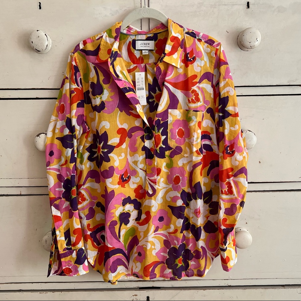 J. Crew cotton voile, never worn, popover shirt, size 10